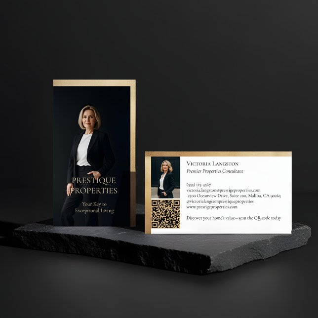 Prestige Luxury Realtor Law Firm Gold & Black Luxe Business Card (Prestige Luxury Realtor Law Firm Gold & Black Luxe Business Card)