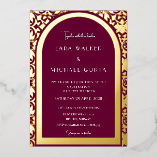 Prestigious Burgundy Wedding (Solid) Foil Invitation