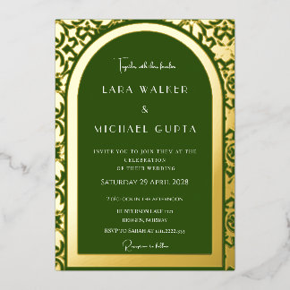 Prestigious Forest Green Wedding (Solid) Foil Invitation