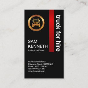 Prestigious Luminous Red Gold Elite Truck Driver Business Card