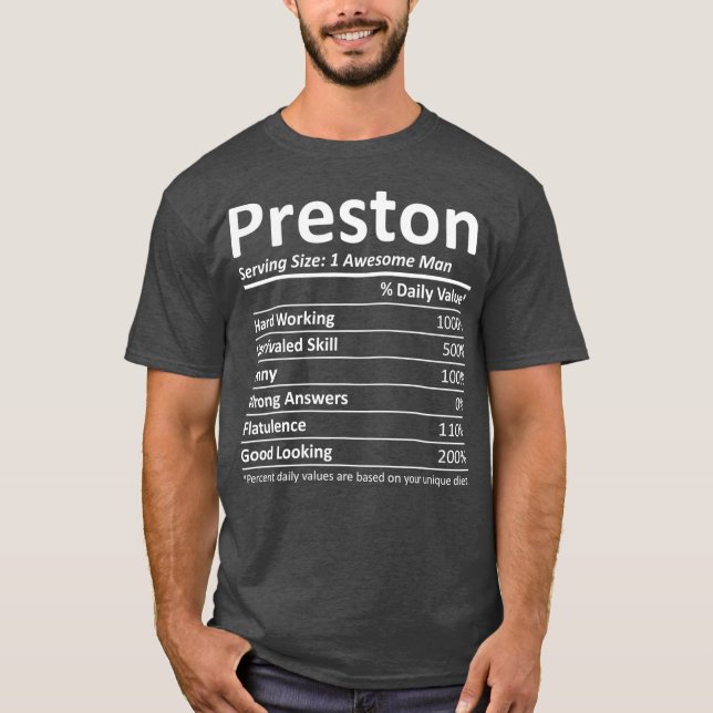 PRESTON Nutrition Funny Birthday Personalized T-Shirt (Front)