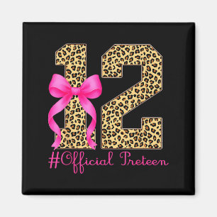 Preteen 12th Birthday Girl Coquette Bow Leopard Magnet