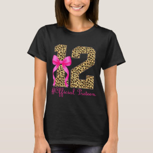 Preteen 12th Birthday Girl Coquette Bow Leopard T-Shirt