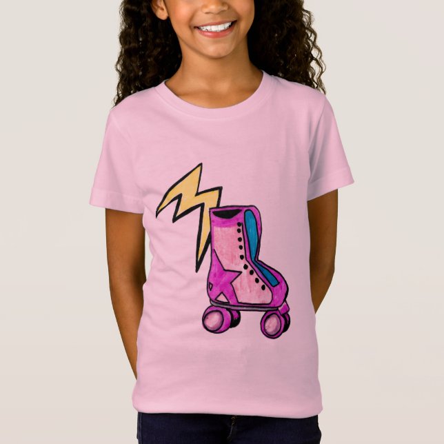 PreTeen Girl's Retro Rollerskate Shirt (Front)
