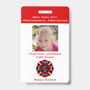 Pretend Firefighter Badge for Kids Personalized