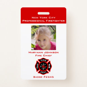 Pretend Firefighter Badge for Kids Personalized