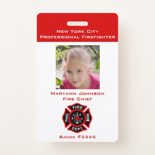 Pretend Firefighter Badge for Kids Personalized
