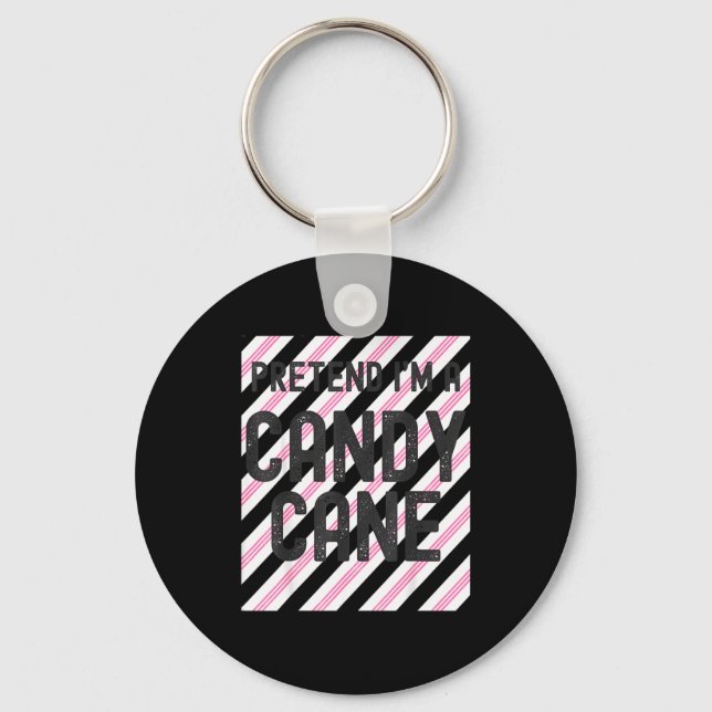 Pretend I'm A Candy Cane Christmas Pajama Hallowee Keychain (Front)