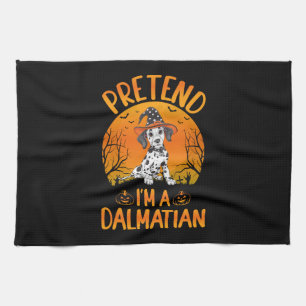 Pretend i'm a Dalmatian Dog Halloween (1) Kitchen Towel