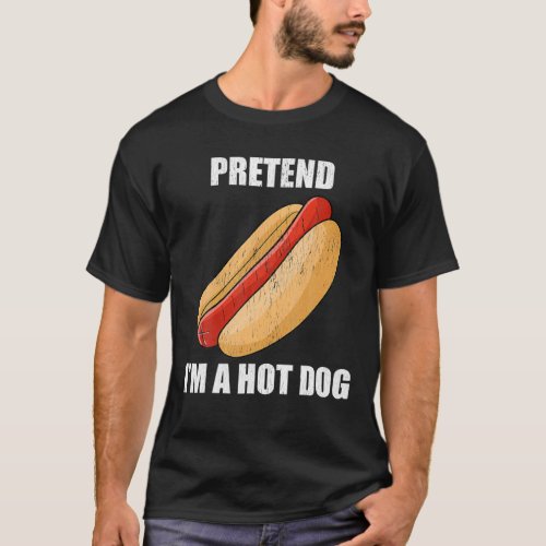Pretend Im A Hot Dog Lazy Costume Party Funny Hal T_Shirt