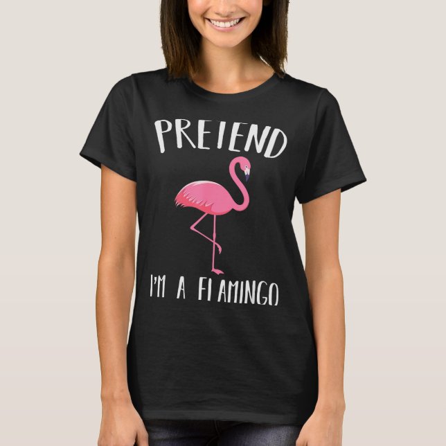 Pretend I'm A Nk Flamingo Funny Halloween Costume  T-Shirt (Front)