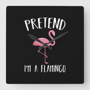 Pretend Im A Pink Flamingo Funny Halloween Costume Square Wall Clock