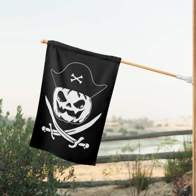 Pretend I'm a Pirate Lazy Halloween Costume House Flag (Insitu (Back))