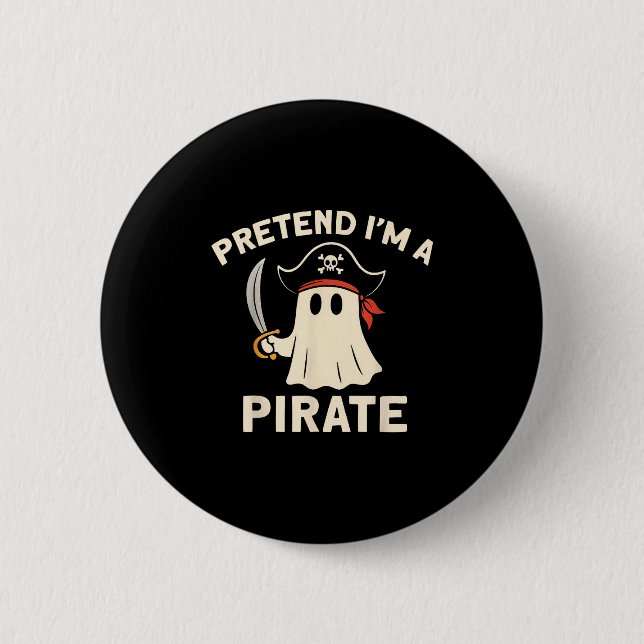 Pretend I'm A Rate Funny Halloween Ghost Costume M Button (Front)