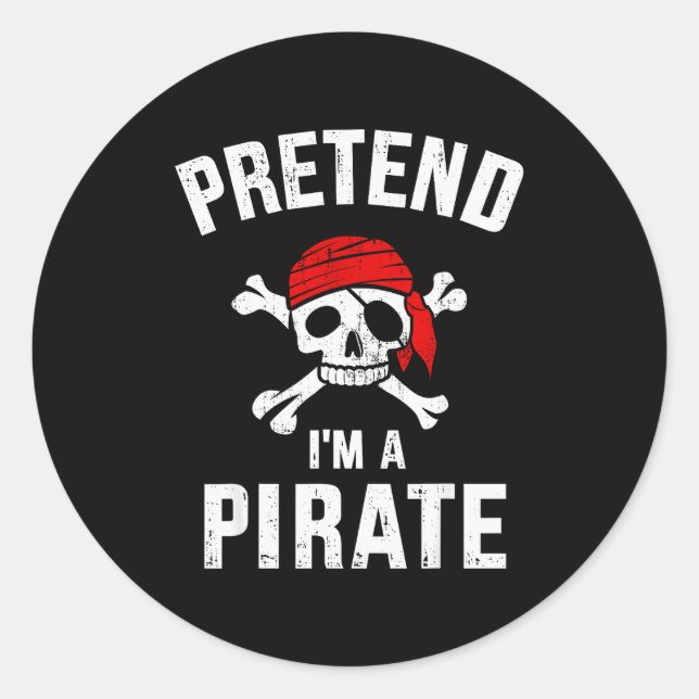 Pretend I'm A Rate Funny Lazy Easy Diy Halloween C Classic Round Sticker (Front)