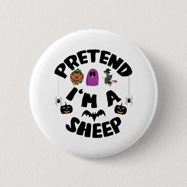 Pretend I'm A Sheep Funny Halloween Costume Gift Button (Front)