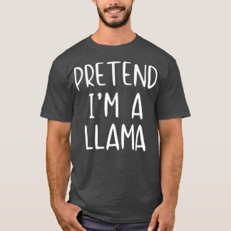 Pretend Llama Costume Halloween Lazy Easy T-Shirt