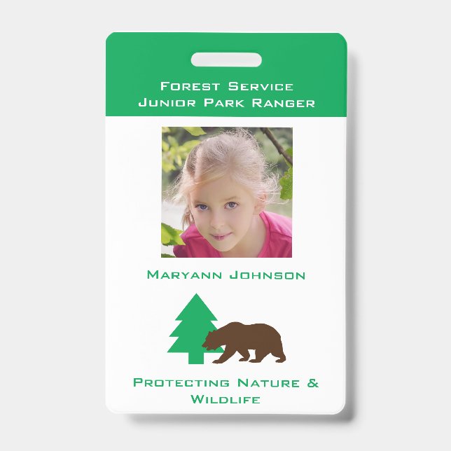 Pretend Park Ranger Badge for Kids Personalized (Front)