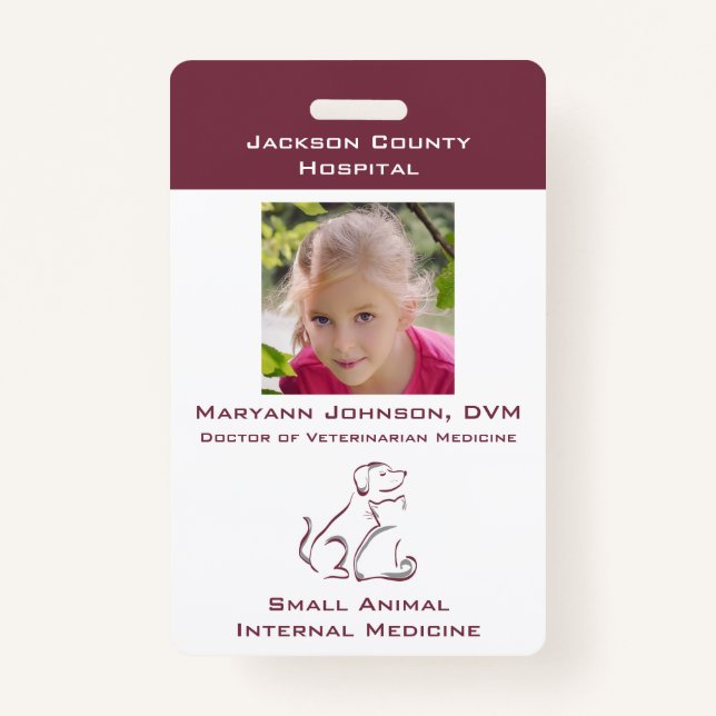 Pretend Vet Play Badge for Kids Personalized (Front)