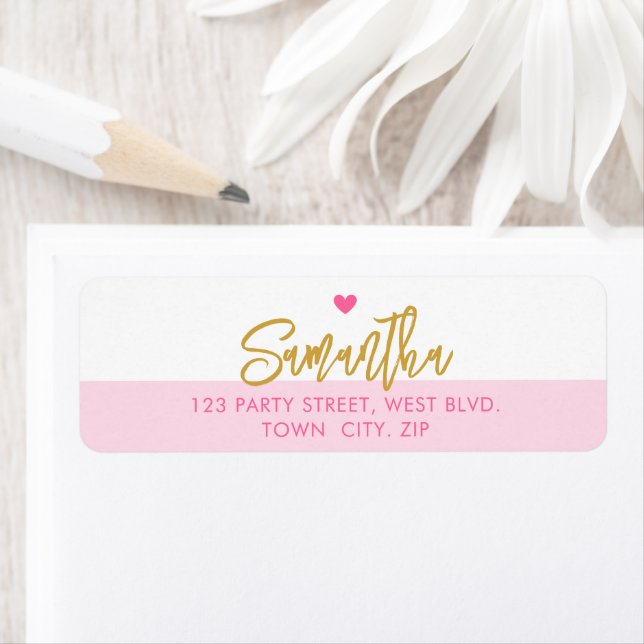 PRETT stylish modern pink heart gold Label (Insitu)