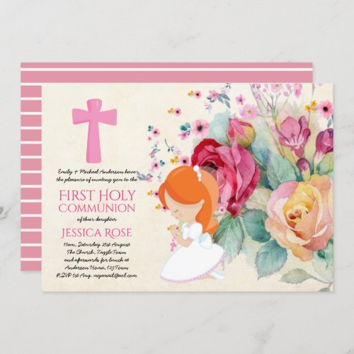 Prettiest First Holy Communion Invites Flowers