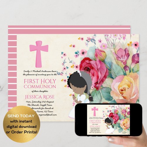 Prettiest First Holy Communion Invites Flowers