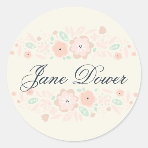 Prettiest Monogram  Floral Personal Custom Classic Round Sticker