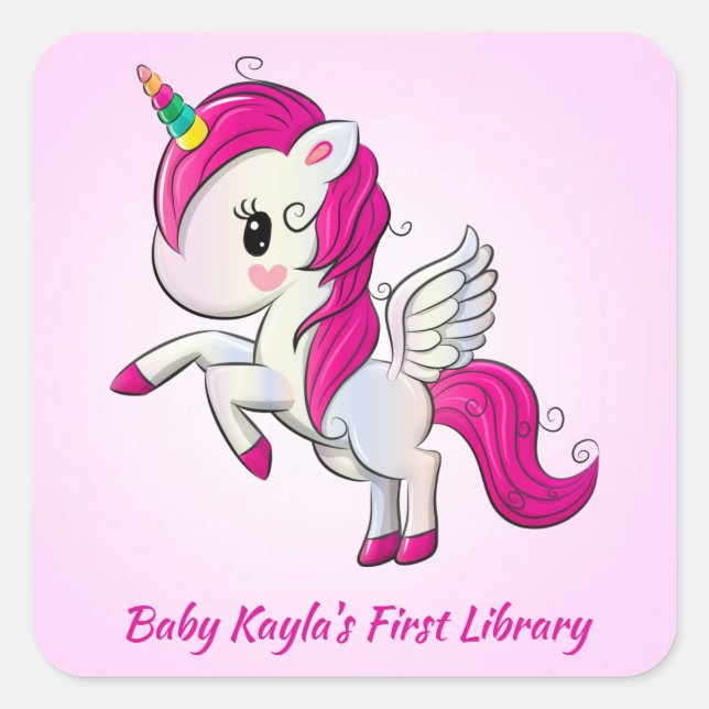 Prettiest Pink Unicorn Ever! Personalize Me Square Sticker (Front)