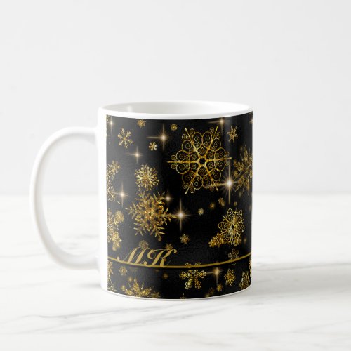 Prettiest Snowflakes Pattern BlackGold ID846  Coffee Mug
