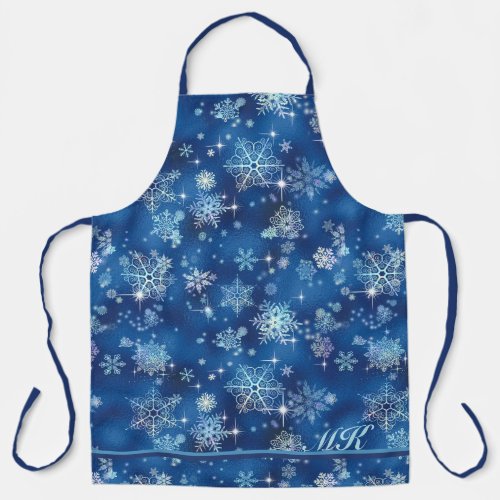 Prettiest Snowflakes Pattern Blue ID846 Apron