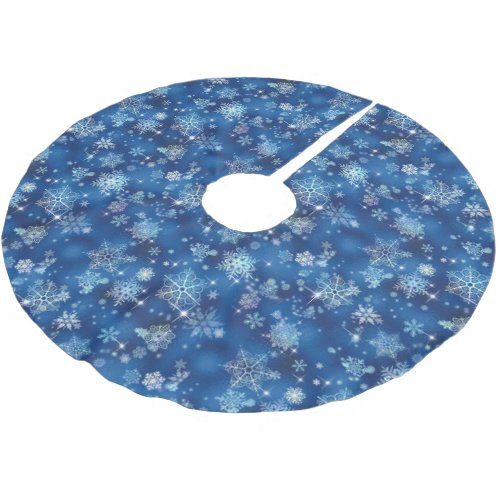 Prettiest Snowflakes Pattern Blue ID846 Brushed Polyester Tree Skirt