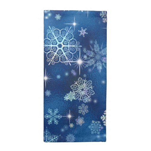 Prettiest Snowflakes Pattern Blue ID846 Cloth Napkin