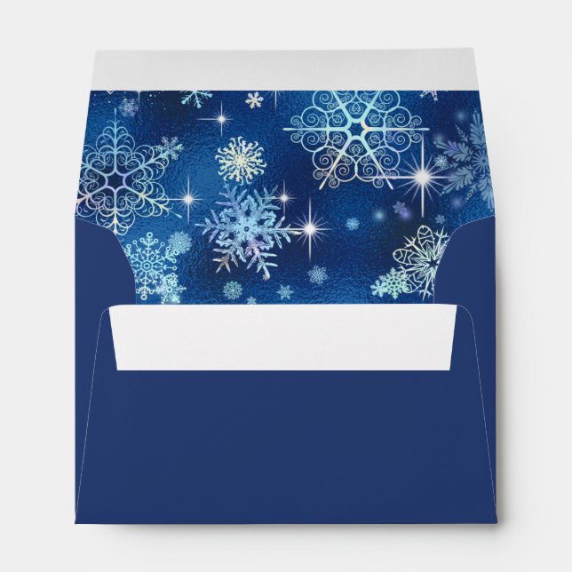 Prettiest Snowflakes Pattern Blue ID846 Envelope (Back (Bottom))