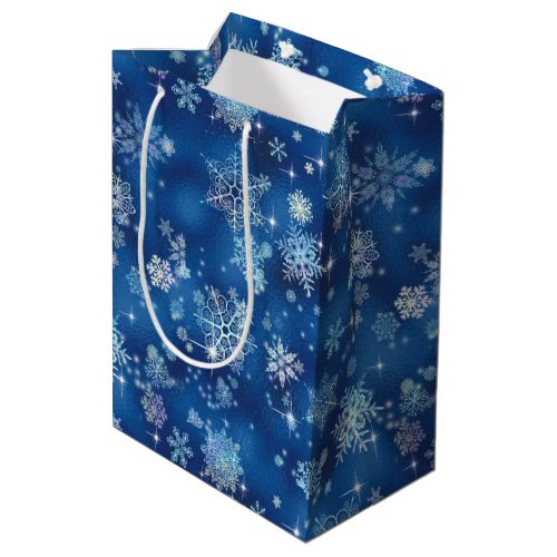 Prettiest Snowflakes Pattern Blue ID846 Medium Gift Bag