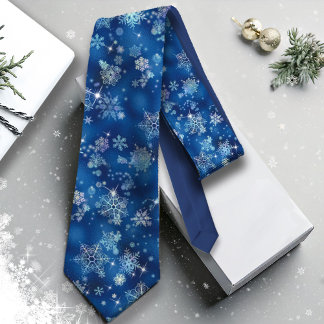 Prettiest Snowflakes Pattern Blue ID846 Neck Tie