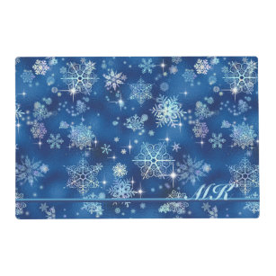 Prettiest Snowflakes Pattern Blue ID846 Placemat