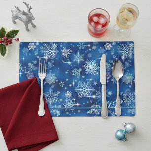 Prettiest Snowflakes Pattern Blue ID846 Placemat