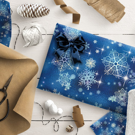 Prettiest Snowflakes Pattern Blue Id846 Wrapping Paper