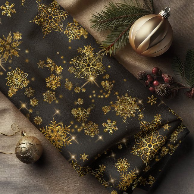 Prettiest Snowflakes Pattern Gold/Black ID846 Fabric (Creator Uploaded)