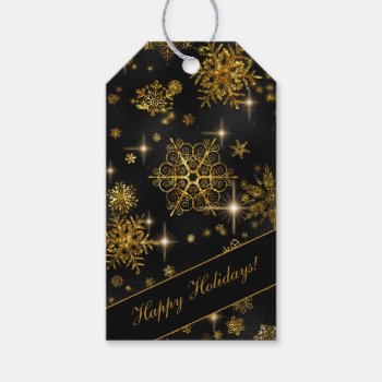 Prettiest Snowflakes Pattern Gold/black Id846 Gift Tags by arrayforcards at Zazzle
