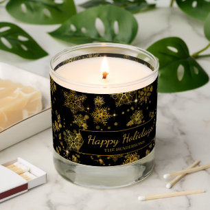 Prettiest Snowflakes Pattern Gold/Black ID846 Scented Candle