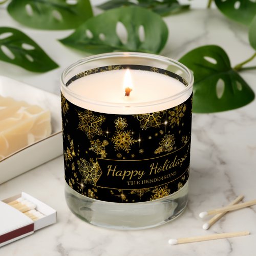 Prettiest Snowflakes Pattern GoldBlack ID846 Scented Candle