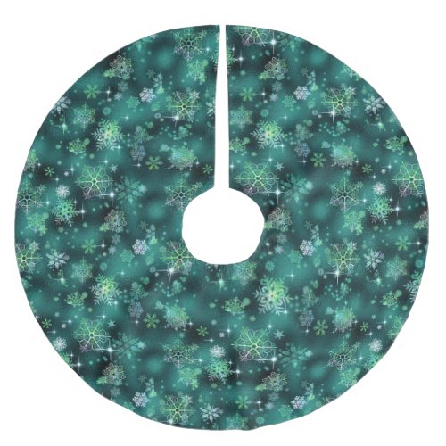Prettiest Snowflakes Pattern Green ID846 Brushed Polyester Tree Skirt