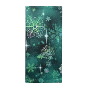 Prettiest Snowflakes Pattern Green ID846 Cloth Napkin