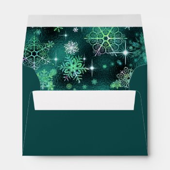 Prettiest Snowflakes Pattern Green Id846 Envelope by arrayforcards at Zazzle