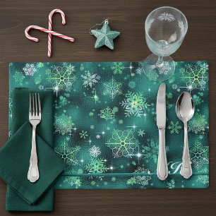 Prettiest Snowflakes Pattern Green ID846 Placemat