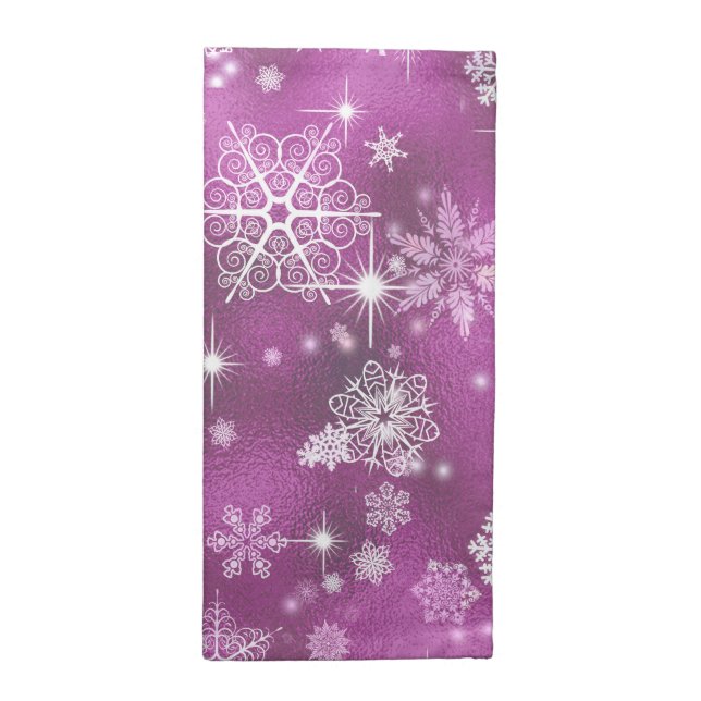 Prettiest Snowflakes Pattern Orchid Pink ID846 Cloth Napkin (Half Fold)