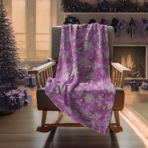Prettiest Snowflakes Pattern Orchid Pink ID846 Fleece Blanket