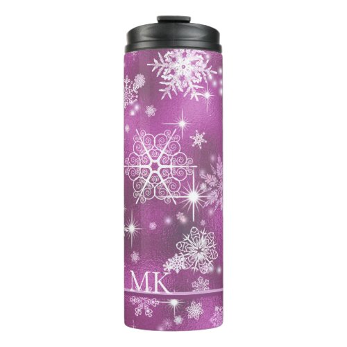 Prettiest Snowflakes Pattern Orchid Pink ID846 Thermal Tumbler