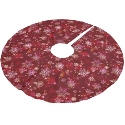Prettiest Snowflakes Pattern Red ID846 Brushed Polyester Tree Skirt